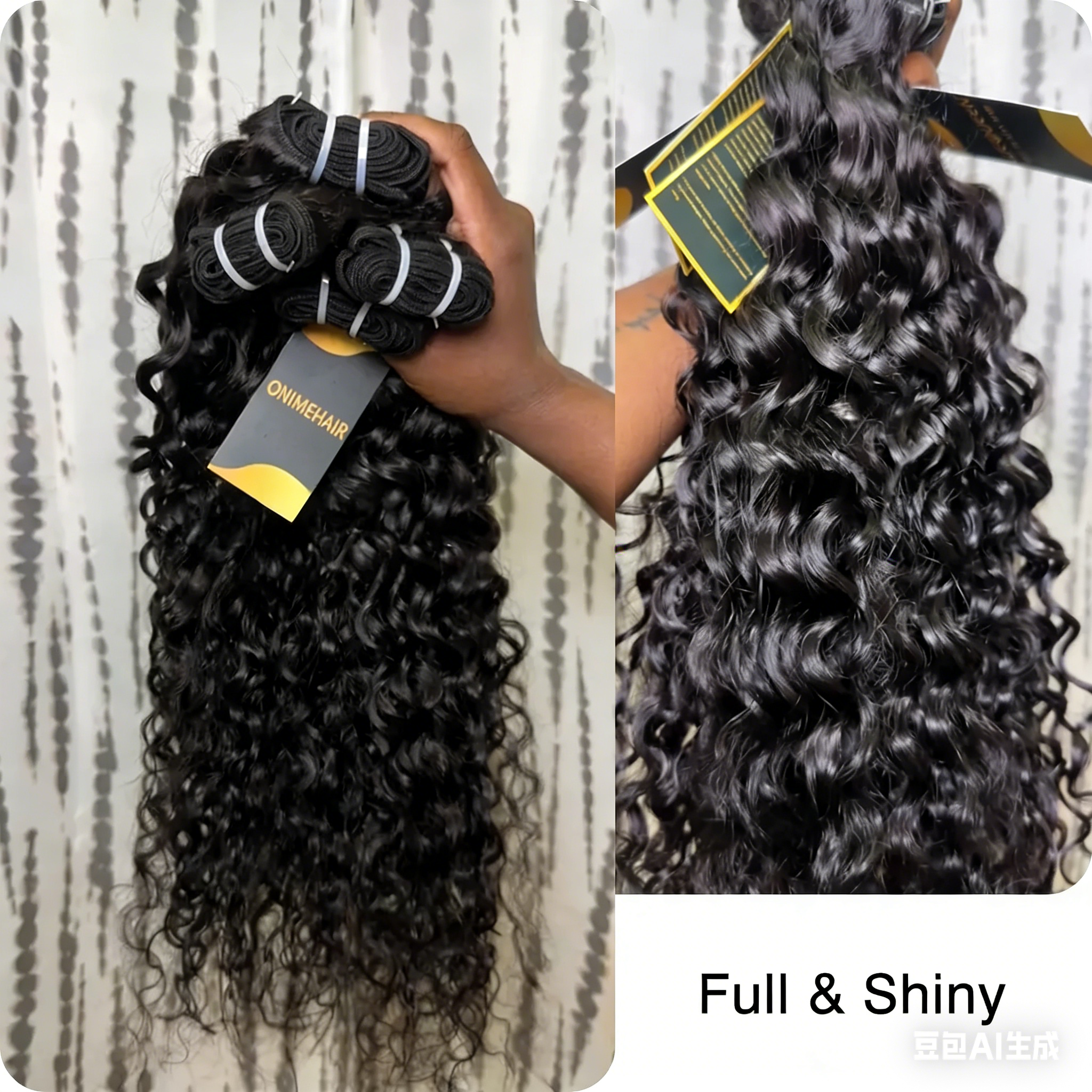 Water wave bundles of Remy human hair for Black women, showcasing a natural look and texture in vibrant waves.