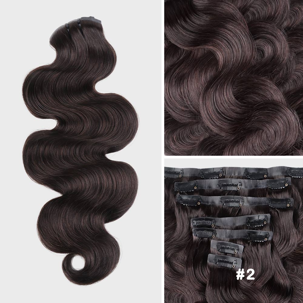 Onime Seamless Clip in Hair Extensions Super Flat Colored Body Wave Real Human Hair