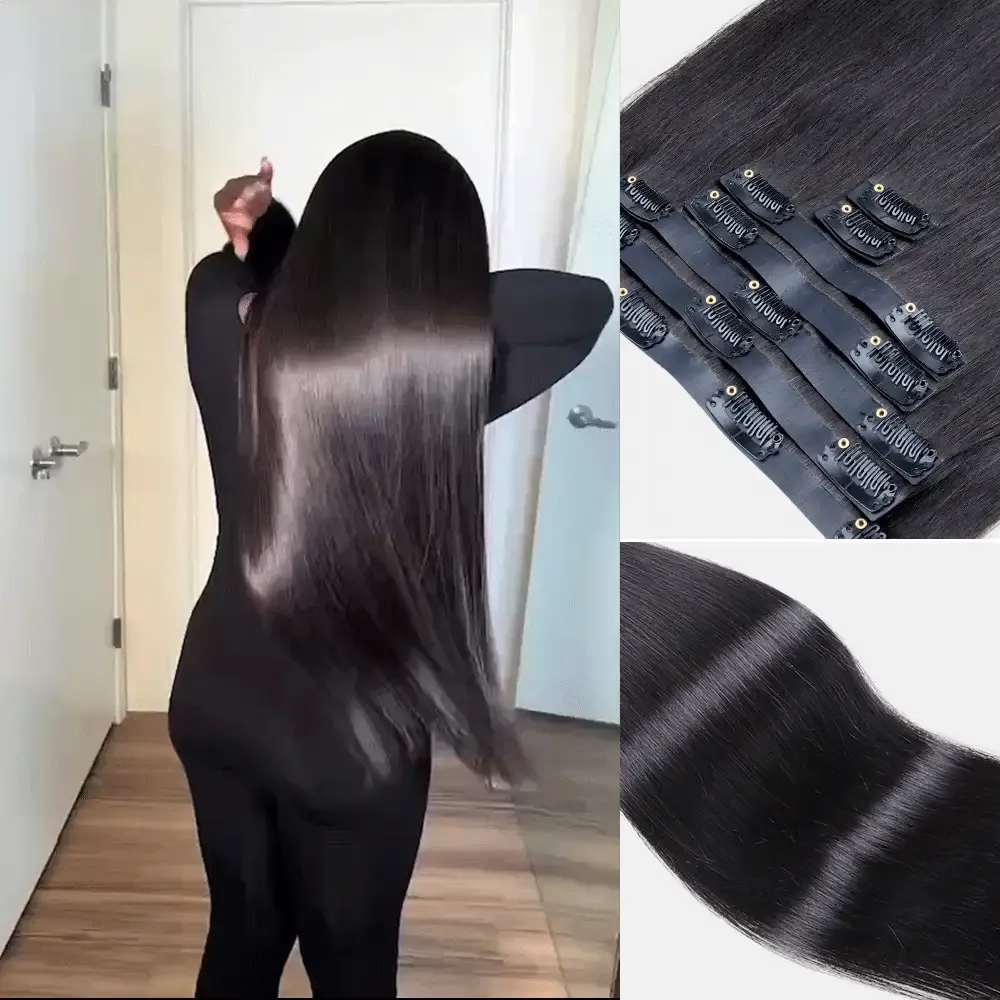 Onime Super Natural Seamless Clip in Hair Extensions Kinky Curly Real Human Hair