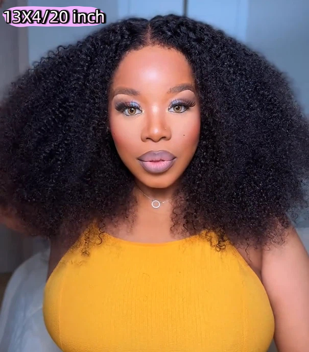 Kinky Edge Hairline Afro Kinky Curly Lace Front Wig Pre Bleached Real 4C Edges Glueless HD Lace Human Hair Wigs