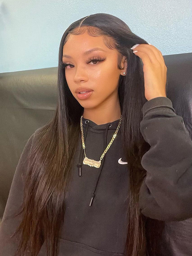 Onimehair™ Pre-bleached 13x4 Swiss HD Lace/Transparent Lace Wigs Straight Long Hair Lace Front Wigs
