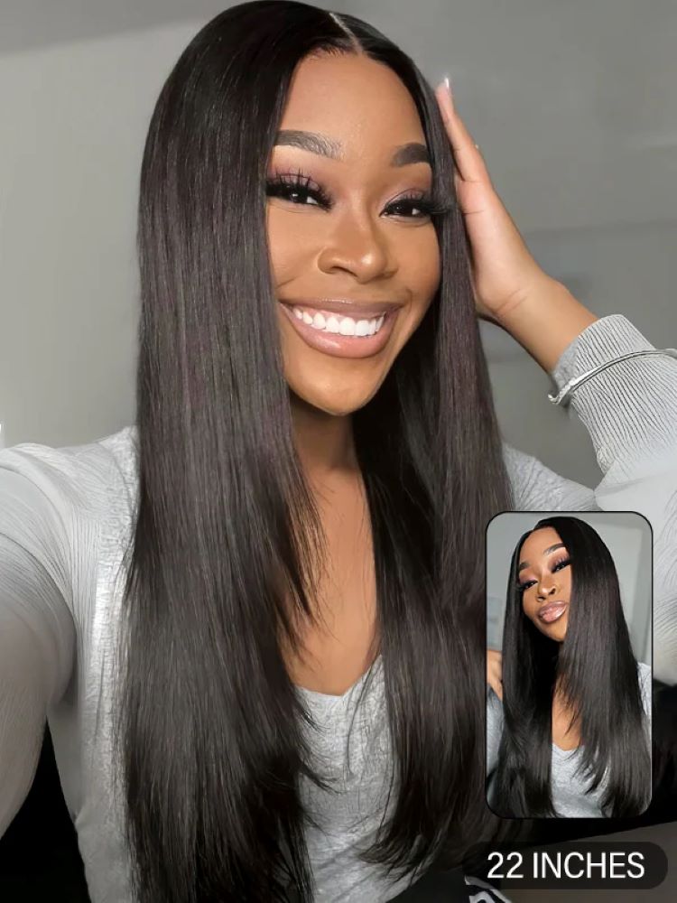 Onimehair™ Layered Cut Pre-bleached Straight Hair Wear Go Glueless Wig 13x4 Pre-cut HD Lace Pre-plucked