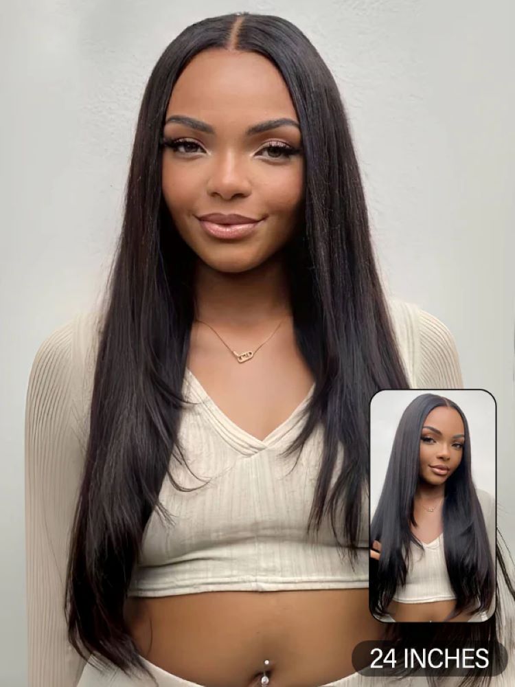 Onimehair™ Layered Cut Pre-bleached Straight Hair Wear Go Glueless Wig 13x4 Pre-cut HD Lace Pre-plucked