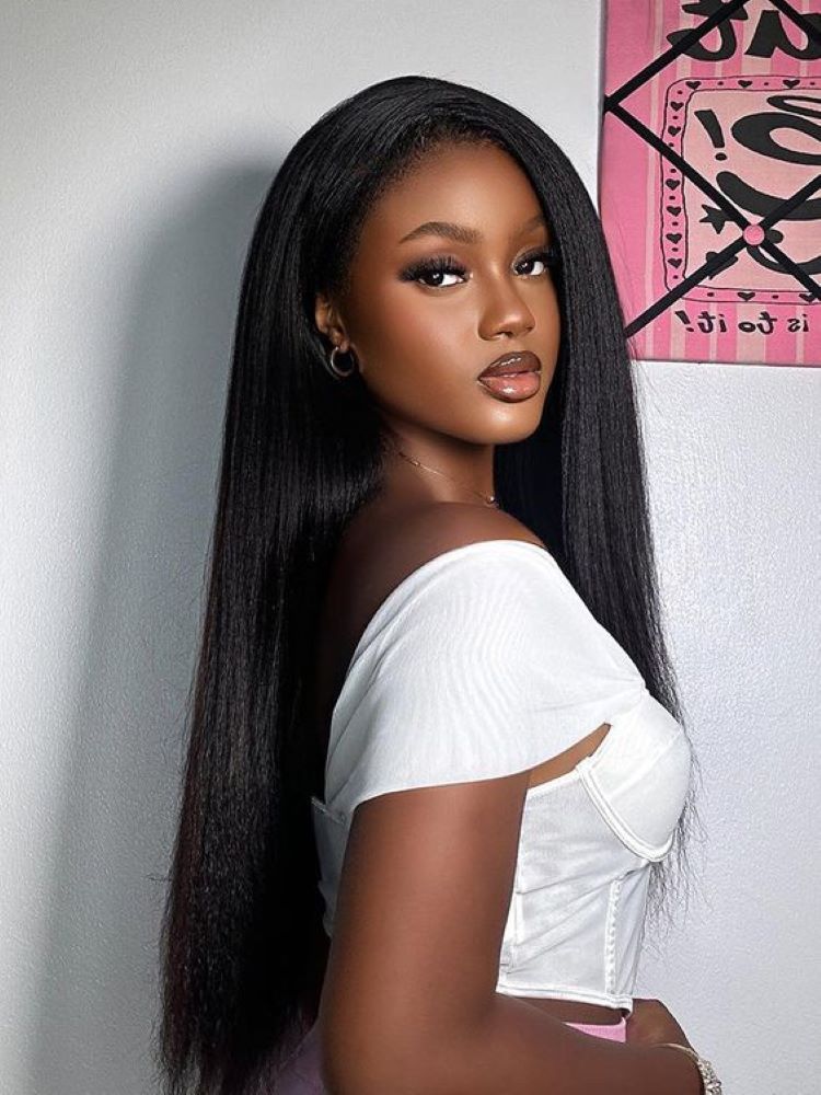 Onimehair™ V Part Glueless No Leave Out onimehair Straight Human Hair Wig Pre-plucked Beginner Friendly