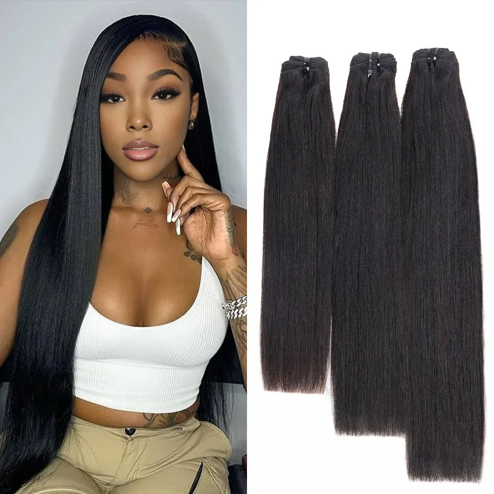 Onime Virgin Hair Bundles Yaki Straight 3pcs Hair Wefts Human Hair