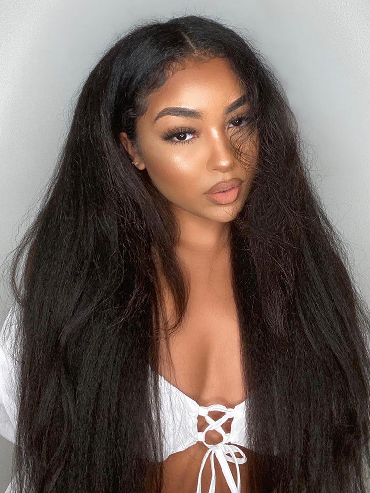 Onimehair™ Layered Cut Pre-bleached Onimehair Straight Hair Wear Go Glueless Wig 13x4 Pre-cut HD Lace Pre-plucked