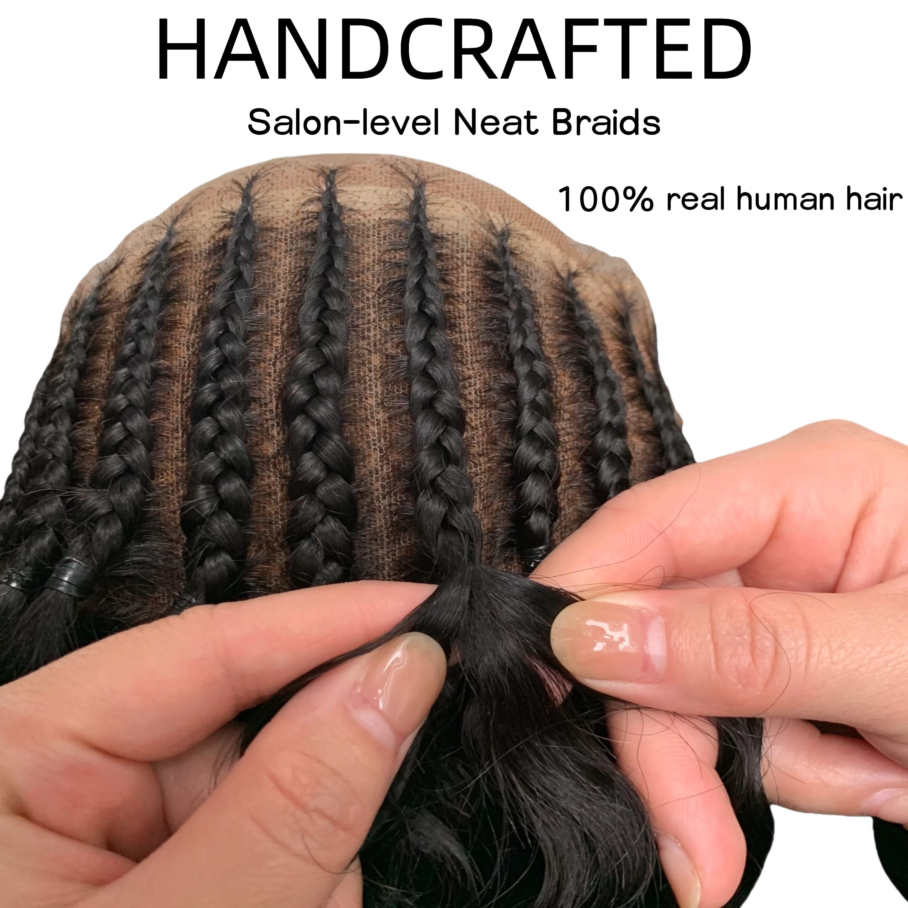 🔥( 15-Braids In Front )🔥Knotless Fulani Braids Deep Wave Glueless Ear-to-ear 13x4 Frontal HD Lace Wig Human HairFor Black Women - Onime Hair