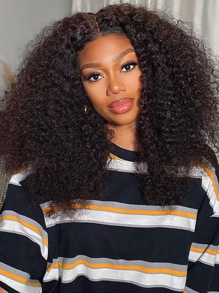 Onimehair™ Pre-bleached Wear Go Afro onimehair Curly 13x4 Pre-cut HD Lace Glueless Wig Pre-plucked