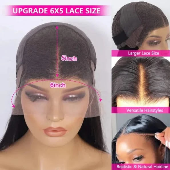 Breathable Air Cap | Short Water Wave Bob 5×5 Plus Lace Wear Go Glueless Wig 100% Human Hair - Onime Hair