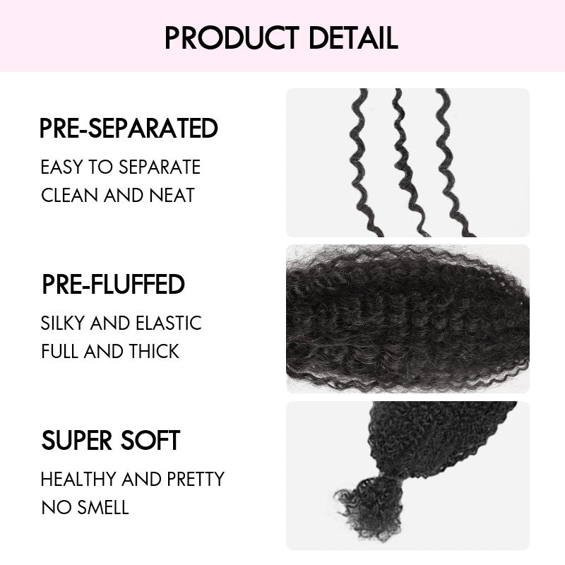 Onimehair™  Upgraded Kinky Bulk Natural Black hair 4a/3c Extensions