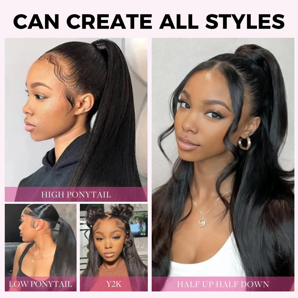 Onime Seamless Clip in Hair Extensions Super Flat Yaki Straight Real Human Hair