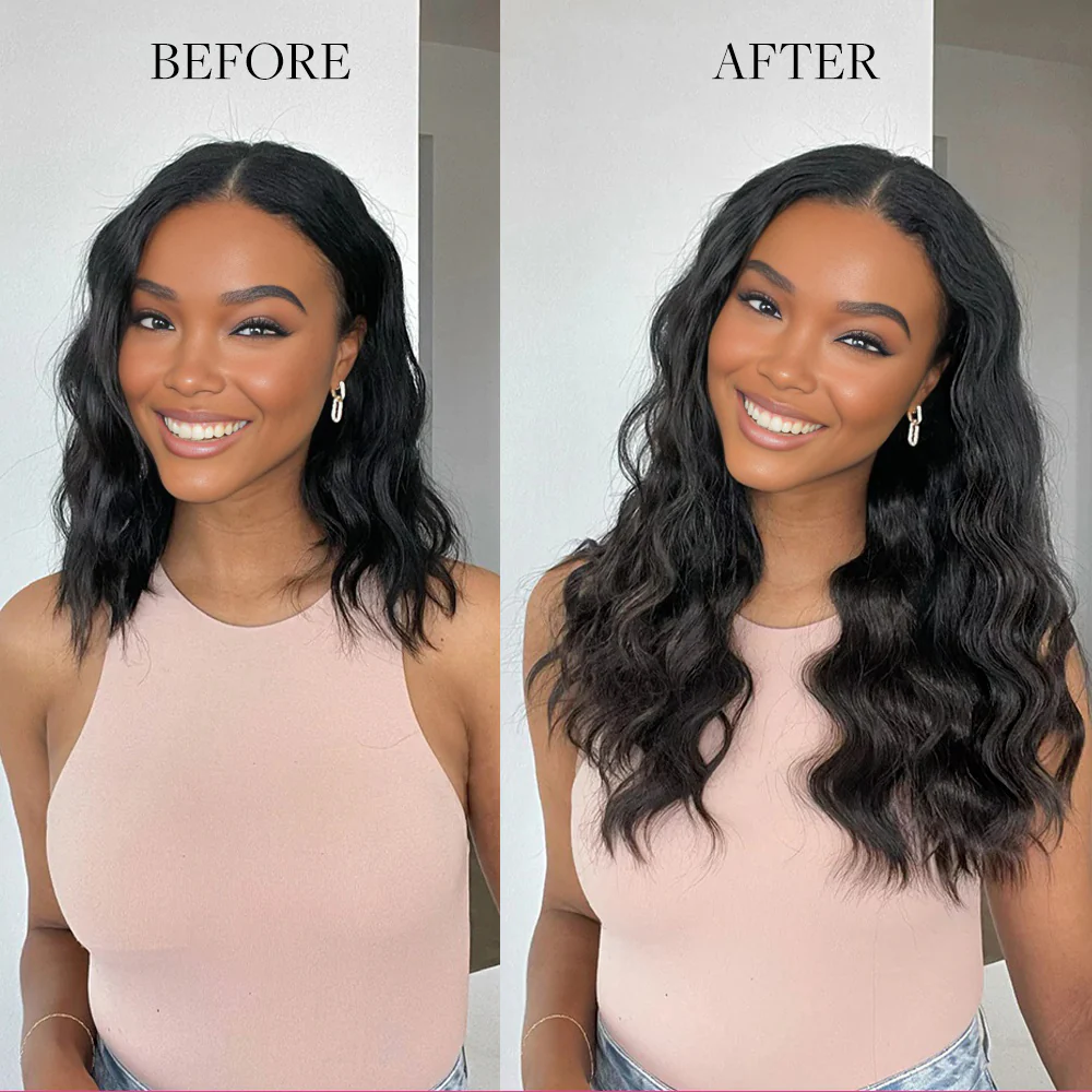 Onime Invisi Edge Seamless Clip in Hair Extensions Body Wave Real Human Hair