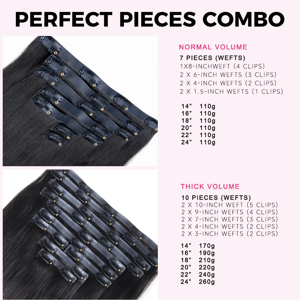 Onime Seamless Clip in Hair Extensions Super Flat Yaki Straight Real Human Hair