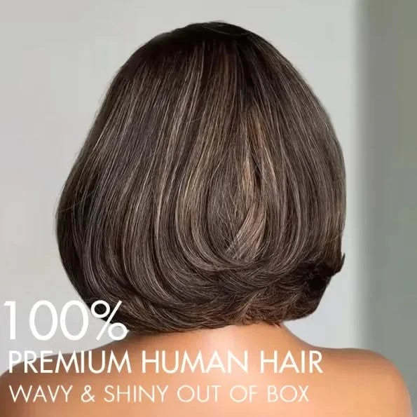 Brown/Blonde Highlight Color Layered Cut 5×5 Lace Bob C Side Part Wear & Go Glueless Closure Wig - Onime Hair