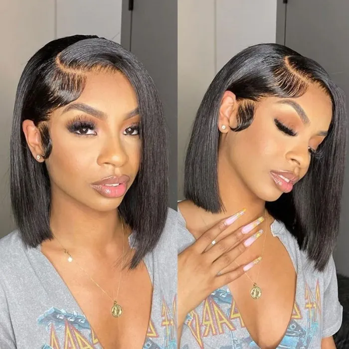 Pull Go Drawstring Bone Straight Bob 6×5 HD Lace Double Drawn Wig Middle/Side Part Vietnamese Hair