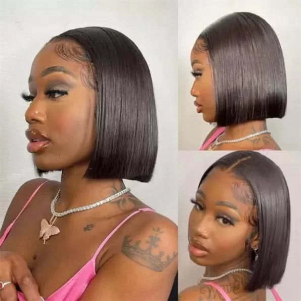 Glueless Short Bob Wig Straight 5×5 13×4 Invisible HD Lace Closure Wig 180% Density - Onime Hair