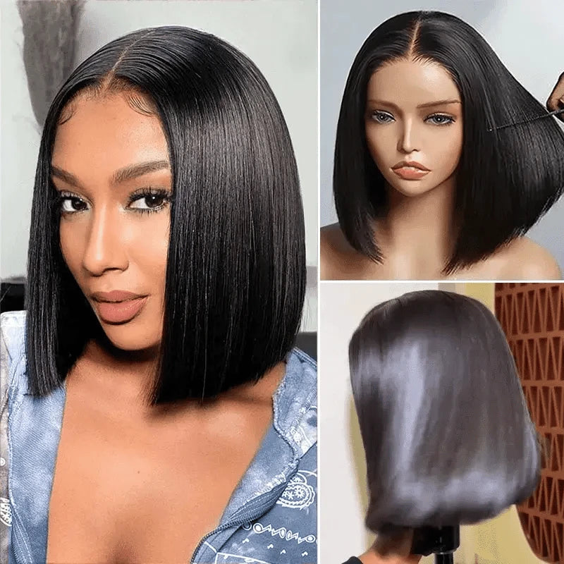 Pull Go Drawstring Bone Straight Bob 5×5 HD Lace Double Drawn Wig Middle/Side Part Vietnamese Hair - Onime Hair