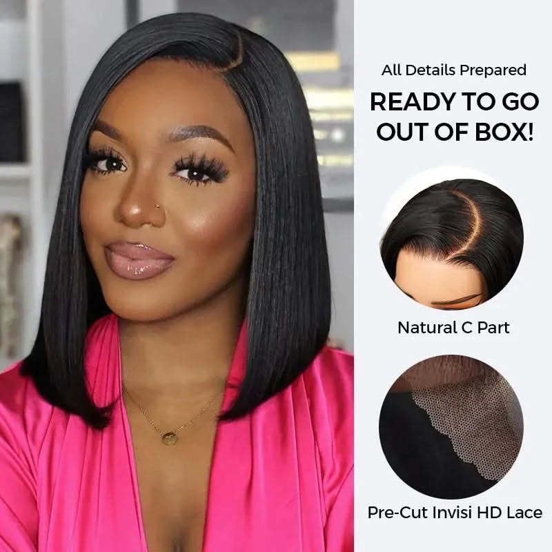 Pull Go Drawstring Bone Straight Bob 5×5 HD Lace Double Drawn Wig Middle/Side Part Vietnamese Hair - Onime Hair