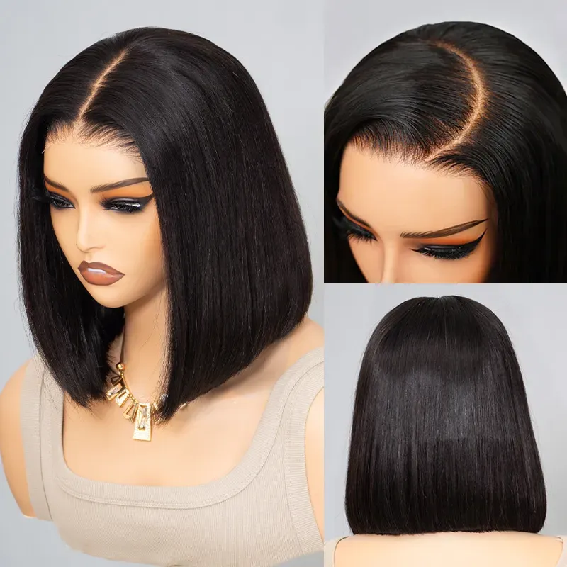 Pull Go Drawstring Bone Straight Bob 6×5 HD Lace Double Drawn Wig Middle/Side Part Vietnamese Hair