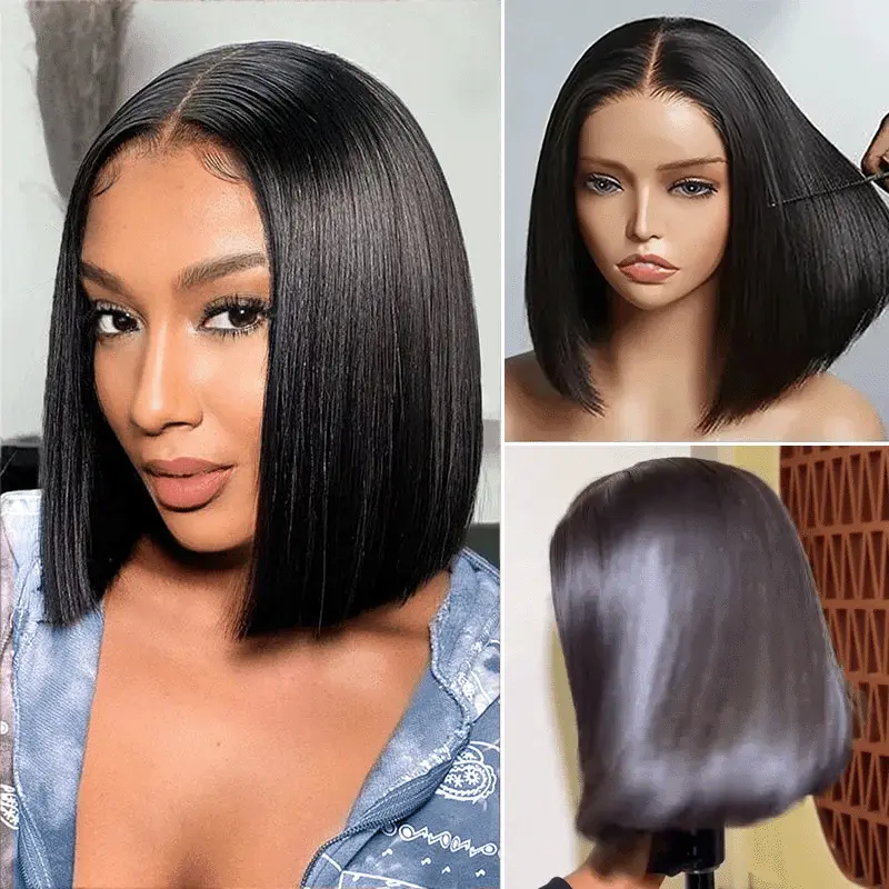Pull Go Drawstring Bone Straight Bob 6×5 HD Lace Double Drawn Wig Middle/Side Part Vietnamese Hair