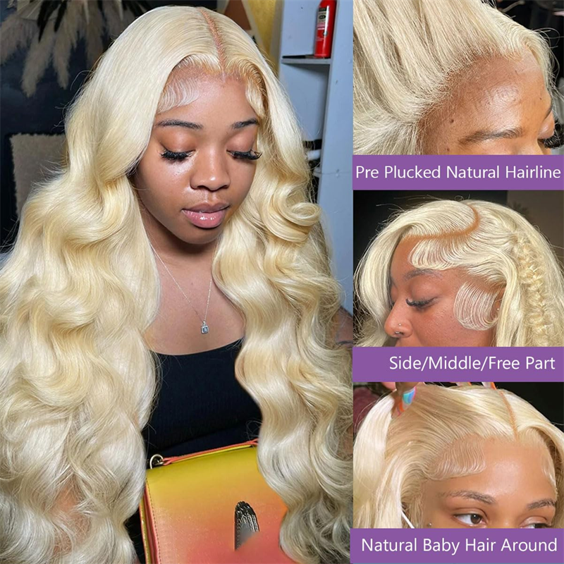 Onime 613 Blonde Body Wave Human Hair Wig 13x6 Transparent Lace Frontal Wigs 250%
