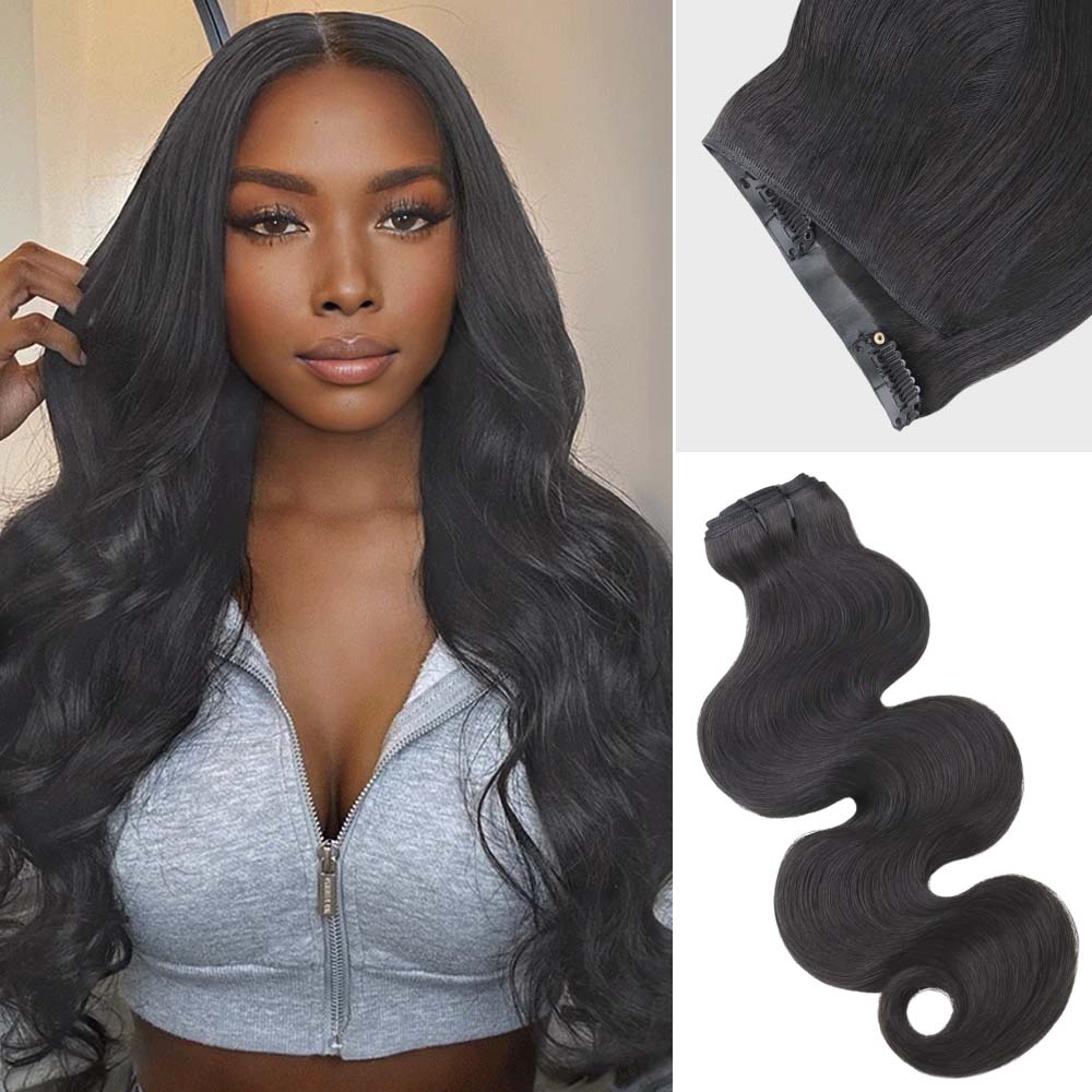 Onime Genius Seamless Clip in Hair Extensions Body Wave Real Human Hair