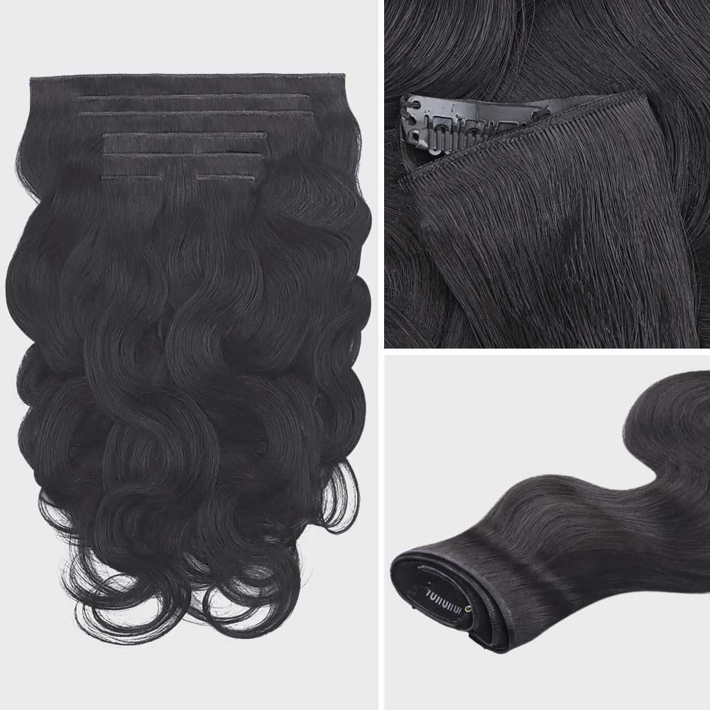 Onime Genius Seamless Clip in Hair Extensions Body Wave Real Human Hair