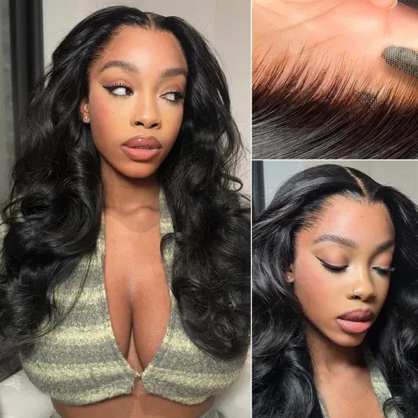Pull Go Glueless Loose Body Wave 6×5 13×6 HD Lace Drawstring Human Hair Wig Pre Bleached Knots