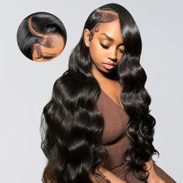 Body Wave 13×6 Full Frontal HD Lace Pull Go Glueless Human Hair Wig Pre Everything