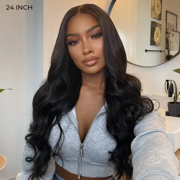 Pull Go Glueless Loose Body Wave 6×5 13×6 HD Lace Drawstring Human Hair Wig Pre Bleached Knots