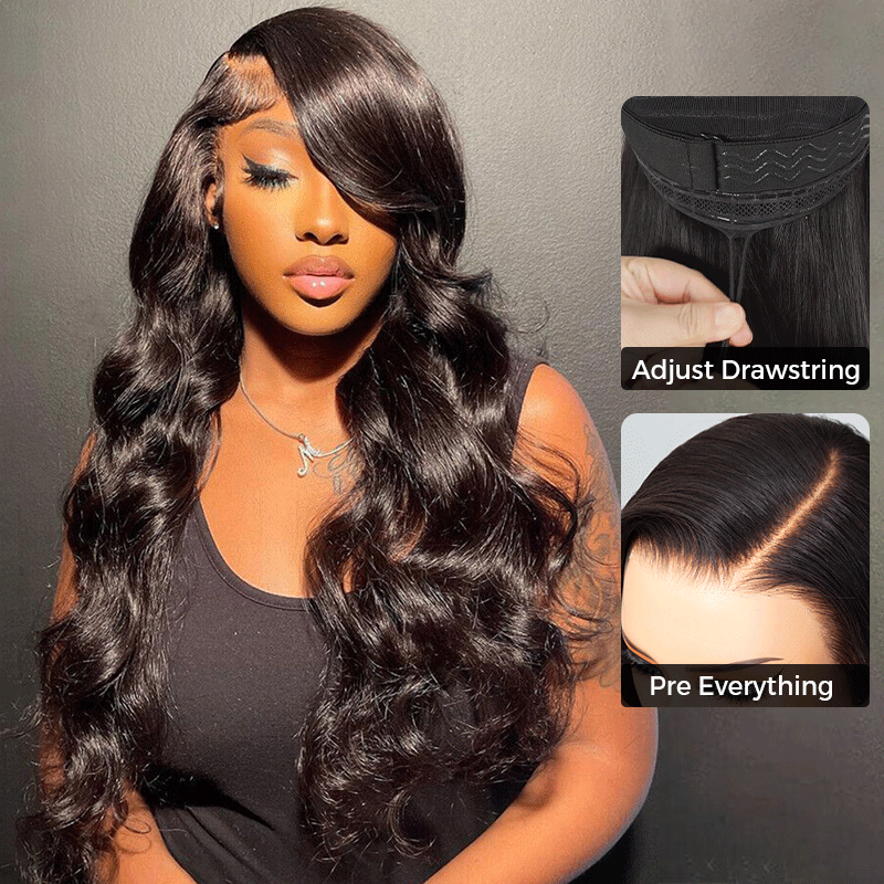 Body Wave 13×6 Full Frontal HD Lace Pull Go Glueless Human Hair Wig Pre Everything