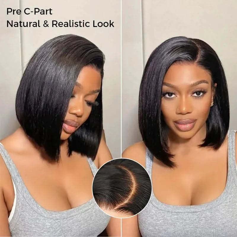 Pull Go Drawstring Bone Straight Bob 5×5 HD Lace Double Drawn Wig Middle/Side Part Vietnamese Hair - Onime Hair