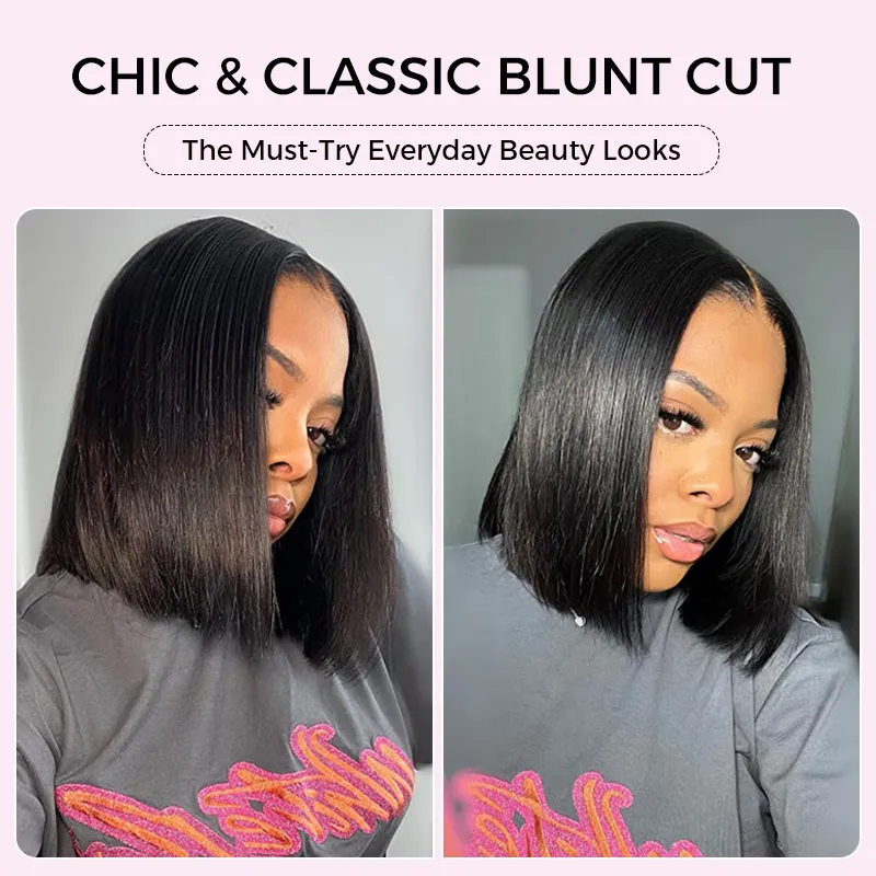 Pull Go Drawstring Bone Straight Bob 6×5 HD Lace Double Drawn Wig Middle/Side Part Vietnamese Hair