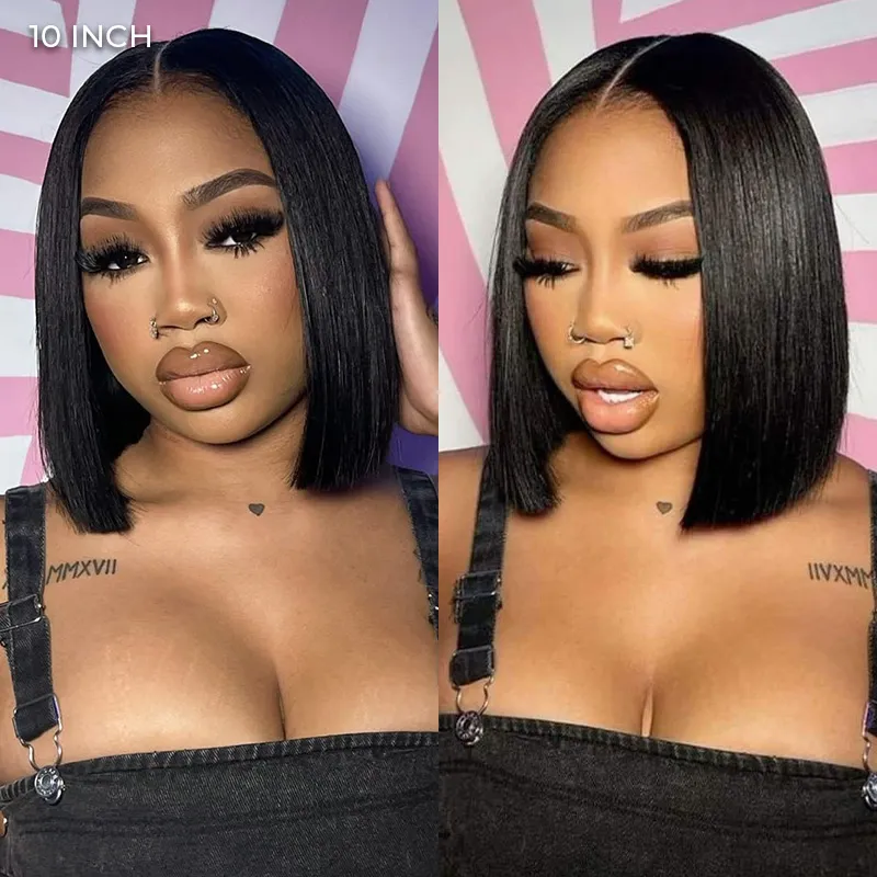 Pull Go Drawstring Bone Straight Bob 6×5 HD Lace Double Drawn Wig Middle/Side Part Vietnamese Hair