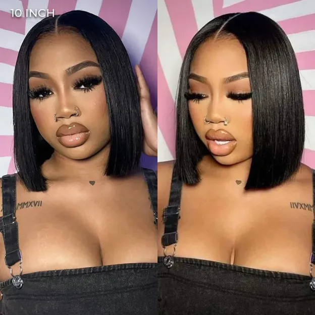 Pull Go Drawstring Bone Straight Bob 6×5 HD Lace Double Drawn Wig Middle/Side Part Vietnamese Hair