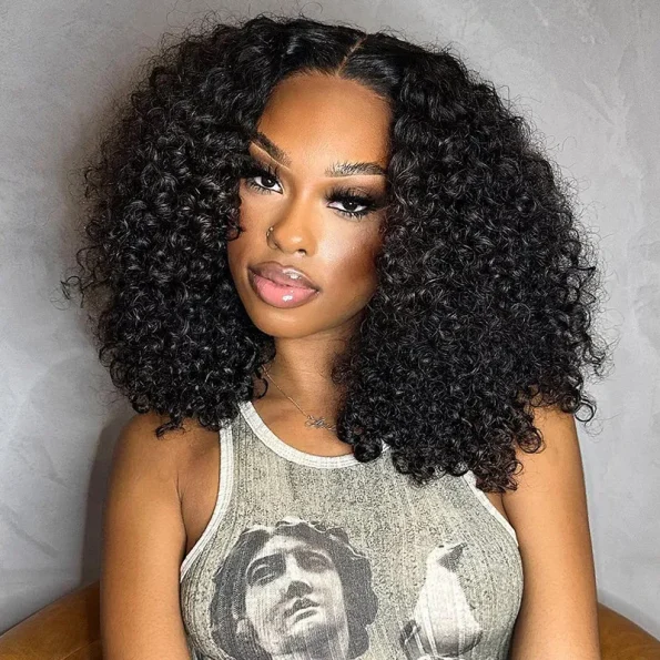 Wear Go Pre-Cut Lace Short Bouncy Curly wig Upgrade 6×5 Lace Deep Curly Glueless Wig