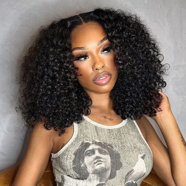 Wear Go Pre-Cut Lace Short Bouncy Curly wig Upgrade 6×5 Lace Deep Curly Glueless Wig