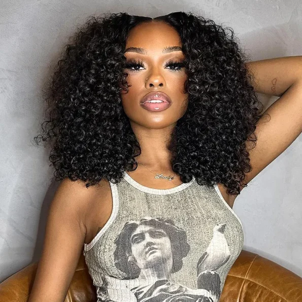Wear Go Pre-Cut Lace Short Bouncy Curly wig Upgrade 6×5 Lace Deep Curly Glueless Wig