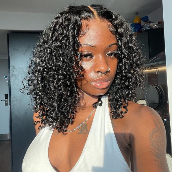 Air Cap | Short Bouncy Water Curly Wear Go Glueless 6×5 HD Lace Wig 100% Human Hair Casual Finger Curls