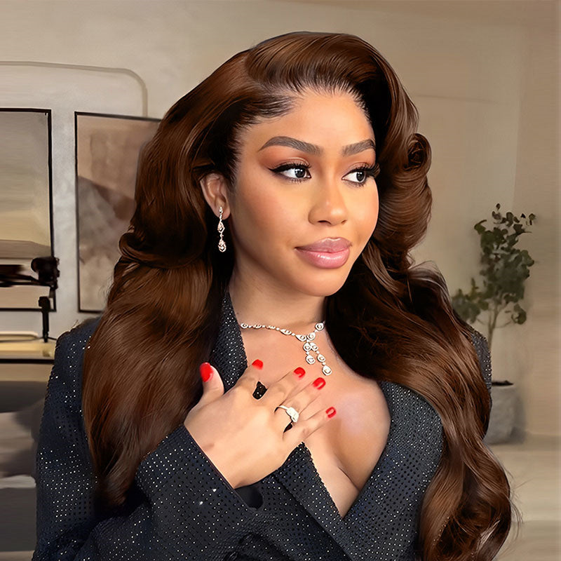 Onime M Hairline  #4 Dark Brown Body Wave 13x6 HD Full Lace Front Wigs Lagos Hairline Wigs