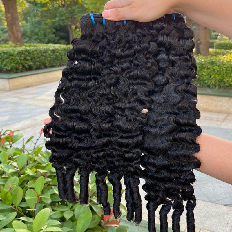 Onime Burmese Curly Hair 3 Bundles With 5x5 Lace Closure Brazilian Human Hair