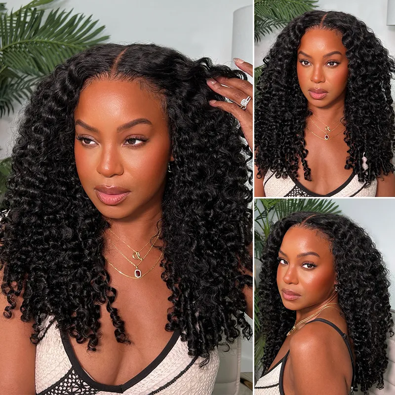 Burmese Curly 6×5 HD Lace Glueless Human Hair Wig Flexi-Fit Drawstring Finger Spiral Curl Ends