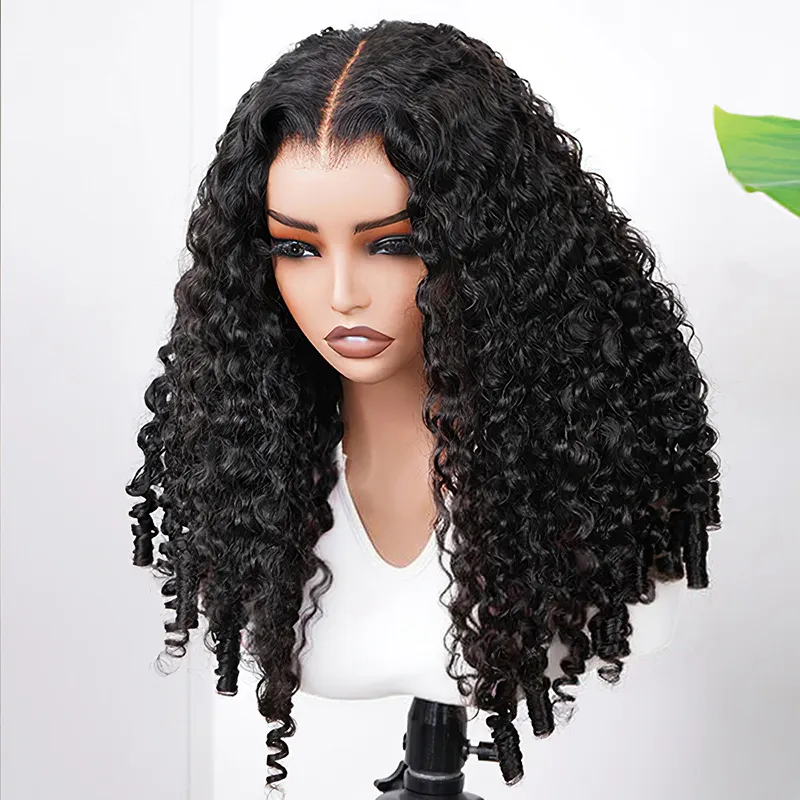 Burmese Curly 6×5 HD Lace Glueless Human Hair Wig Flexi-Fit Drawstring Finger Spiral Curl Ends