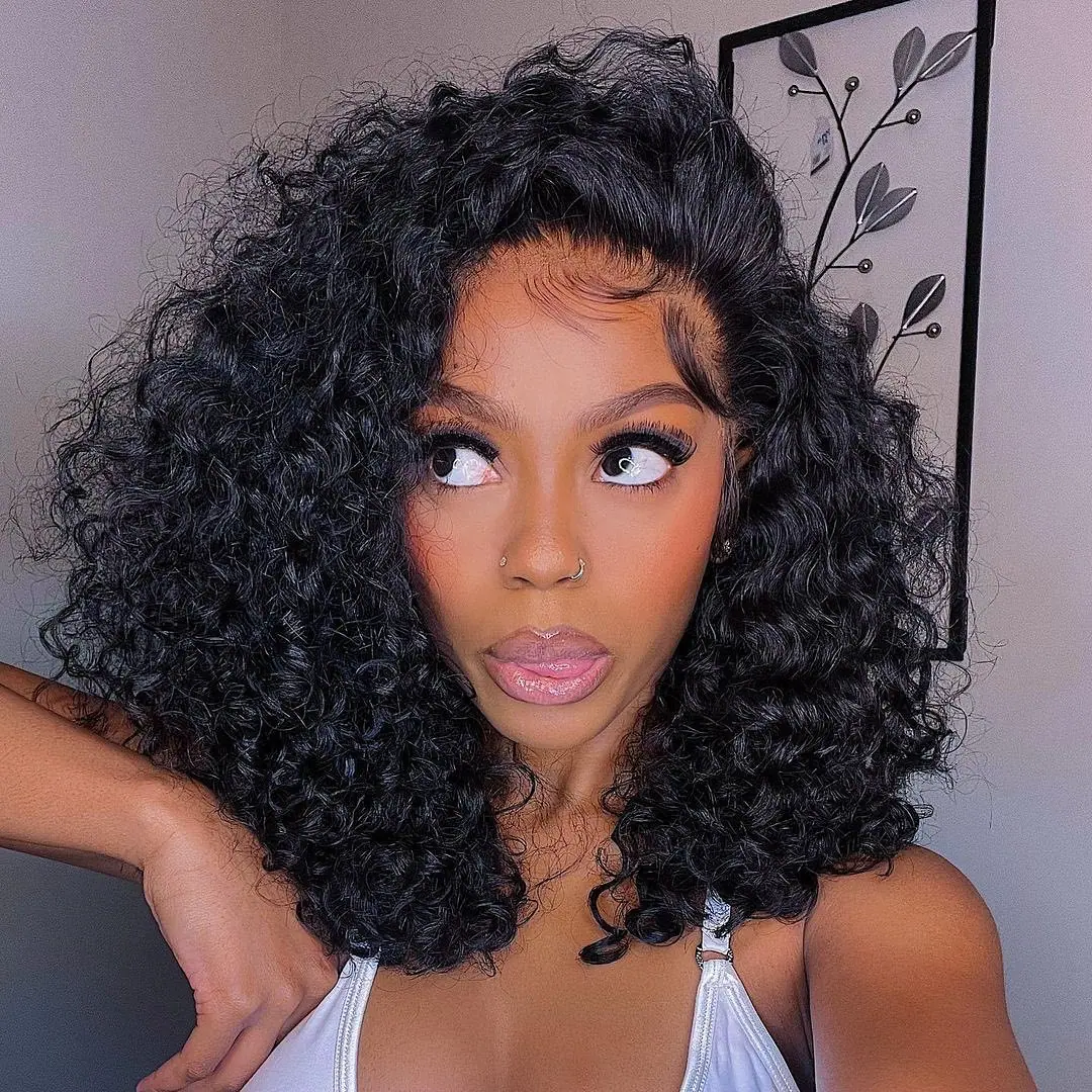 Burmese Curly C Part With Baby Hair 6×5 13×6 Lace Frontal Glueless Human Hair Wig 250% Density