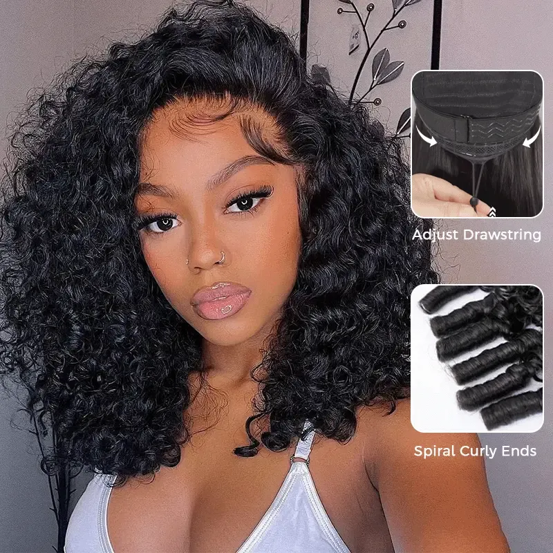 Burmese Curly C Part With Baby Hair 6×5 13×6 Lace Frontal Glueless Human Hair Wig 250% Density