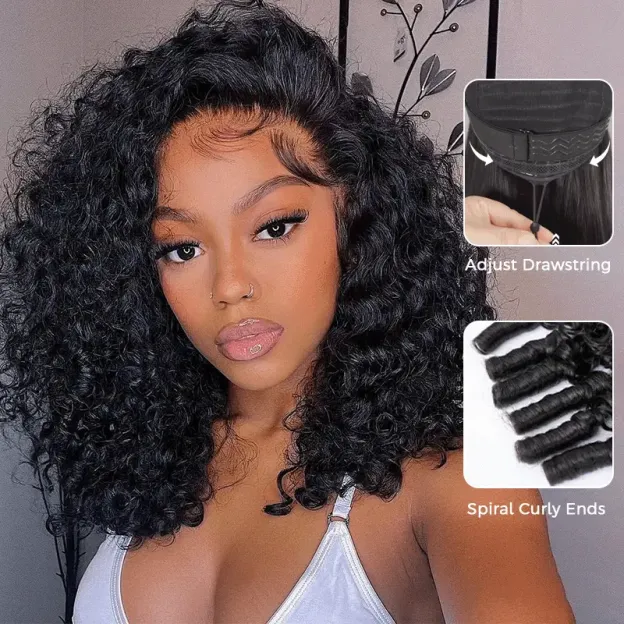 Burmese Curly C Part With Baby Hair 6×5 13×6 Lace Frontal Glueless Human Hair Wig 250% Density