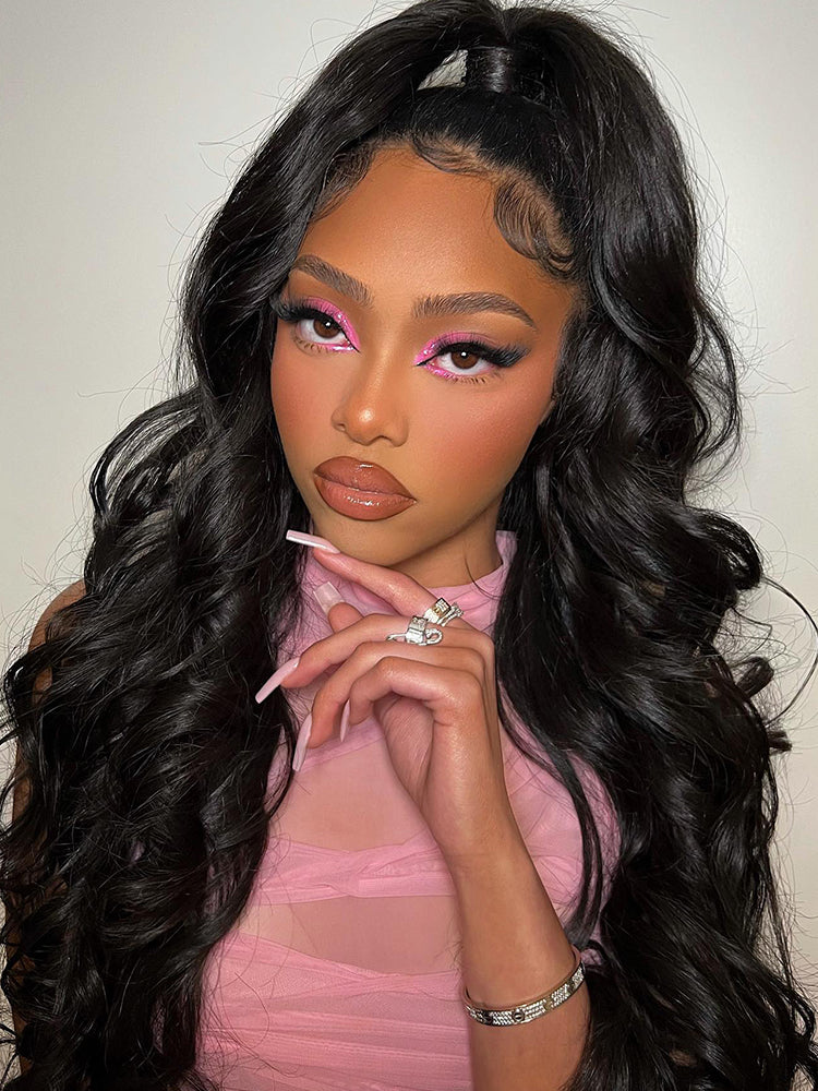 Onimehair™ Pre-bleached Body Wave Hair 13x4 Swiss HD Lace/Transparent Lace Front Wigs Pre Plucked