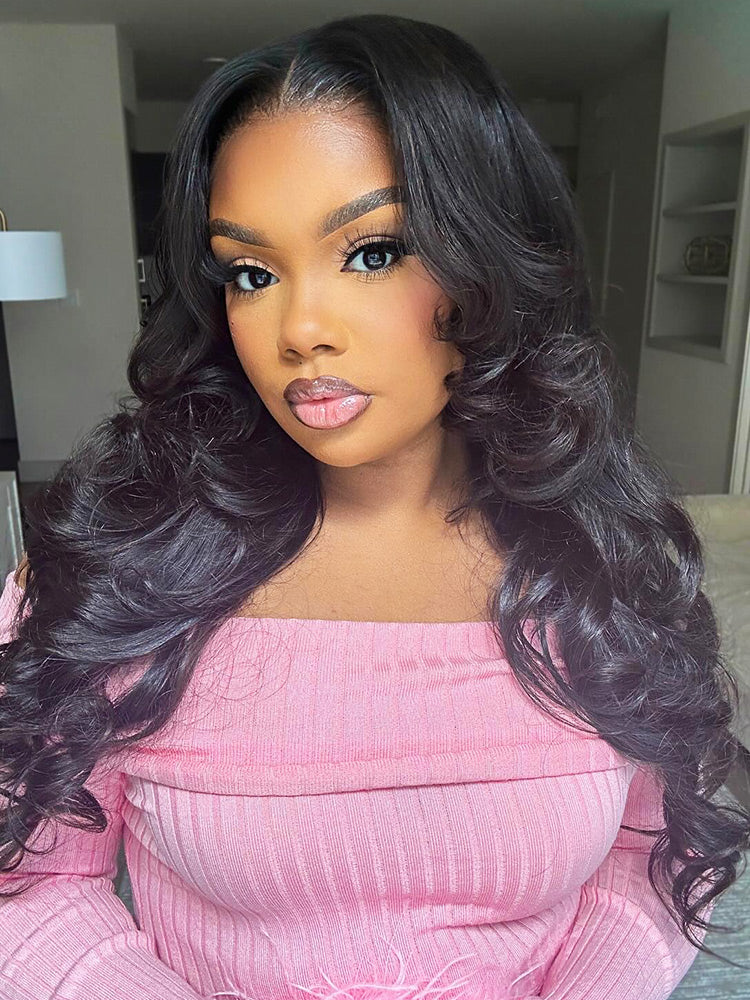 Onimehair™ Pre-bleached Body Wave Hair Wear Go Glueless Wig 13x4 Pre-cut HD Lace Pre-plucked