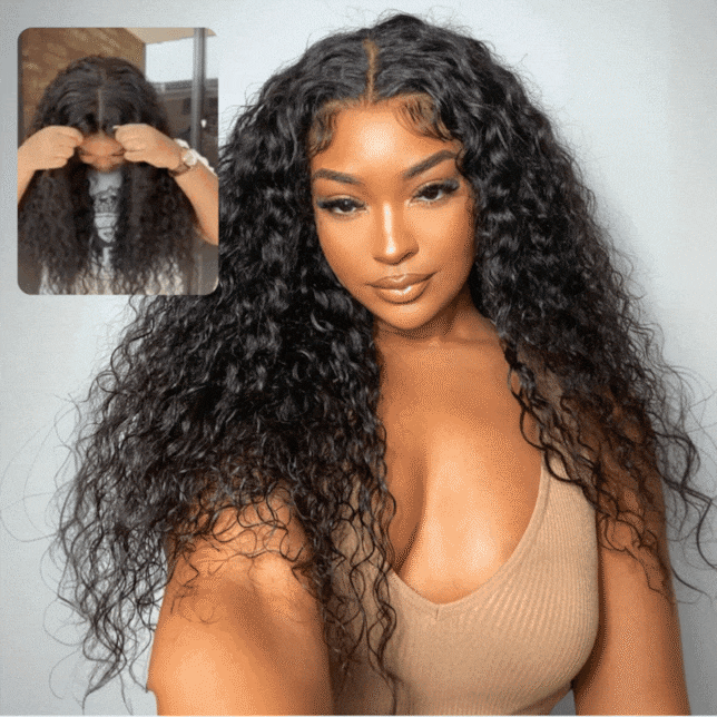 Onimehair™Pre Everything Water Wave 6x4 / 13x6 Lace Frontal Glueless Wigs Invisible Drawstring HD Transparent Lace Wig Flash Sale