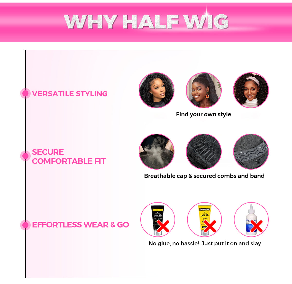 3 IN 1 HALF WIG